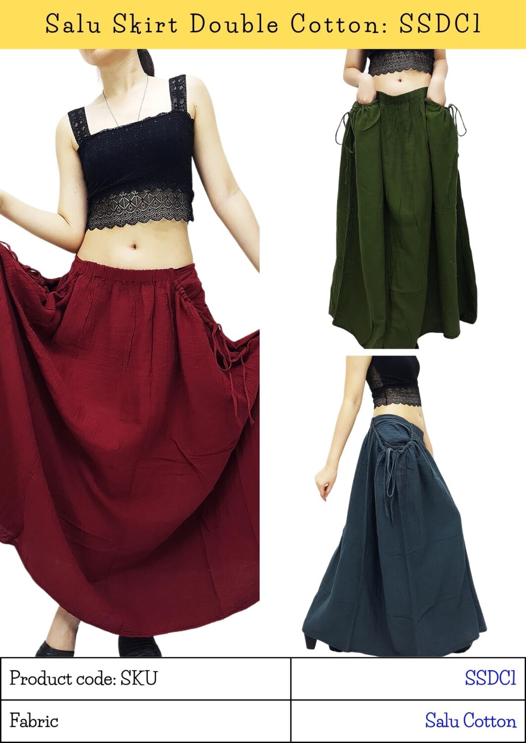 Salu Skirt Double Cotton (Two Pockets) SSDC1