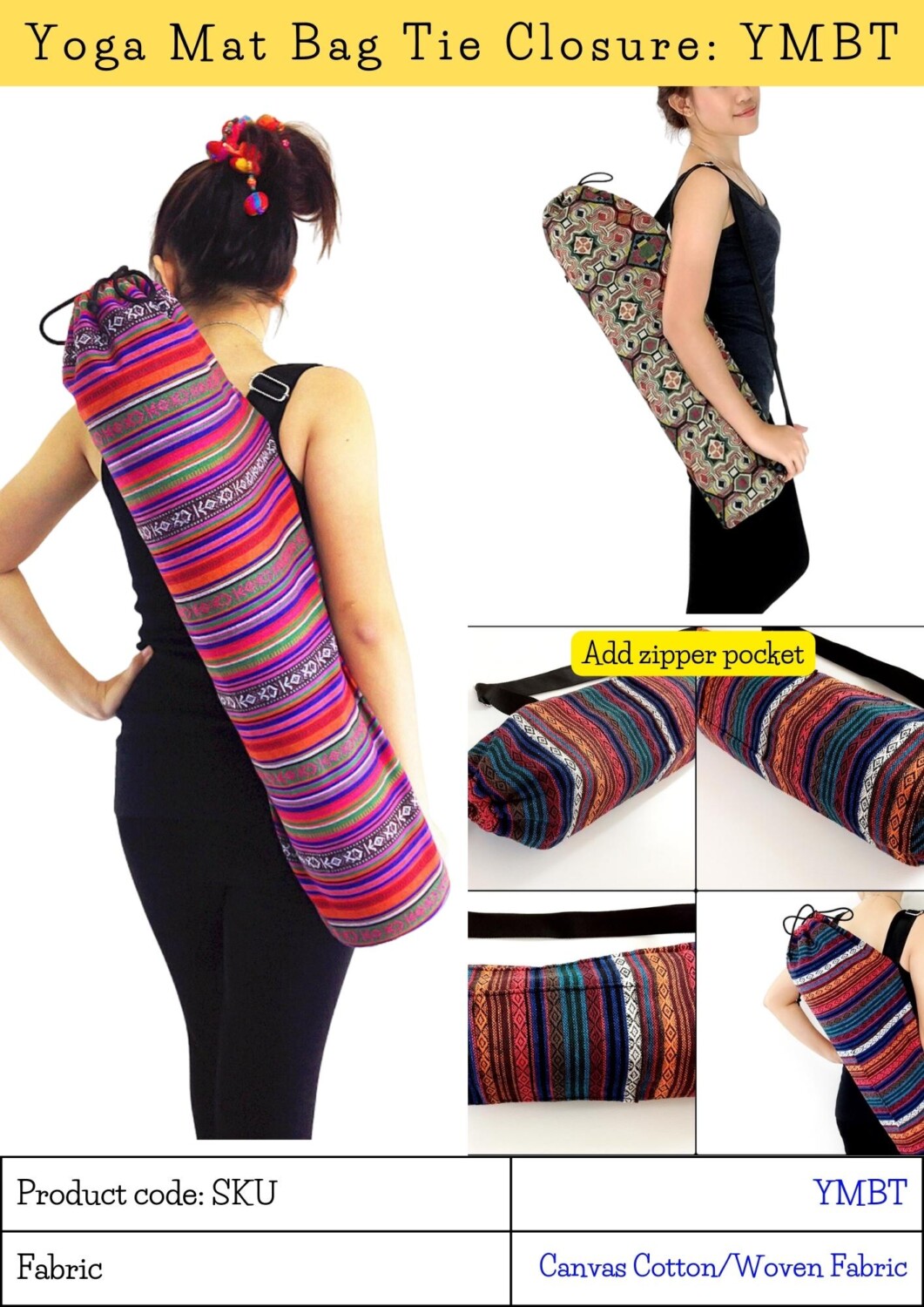 Yoga Mat Bag Tie Closure YMBT