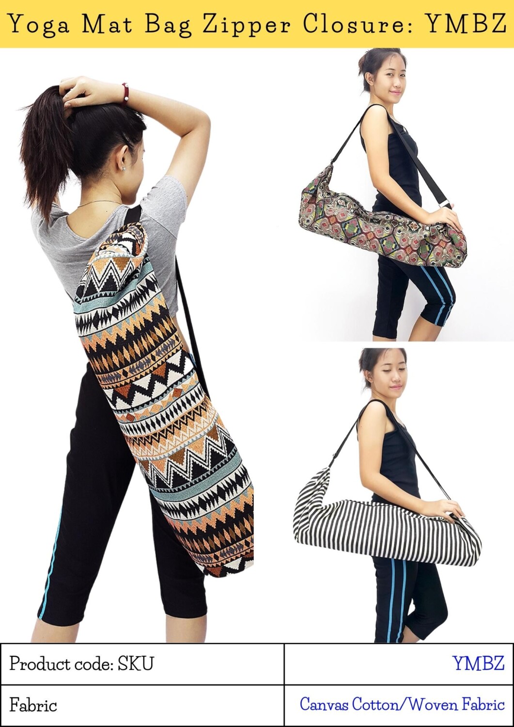 Yoga Mat Bag Zipper closure YMBZ